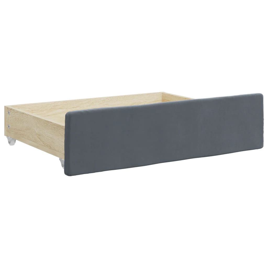 Daybed with Trundle and Drawers Dark Grey 90x190 cm Velvet