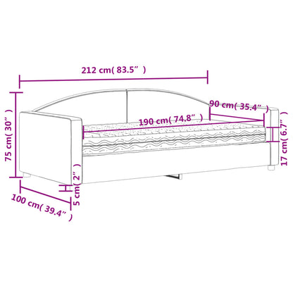 Daybed with Mattress Blue Dark Grey 90x190 cm Fabric