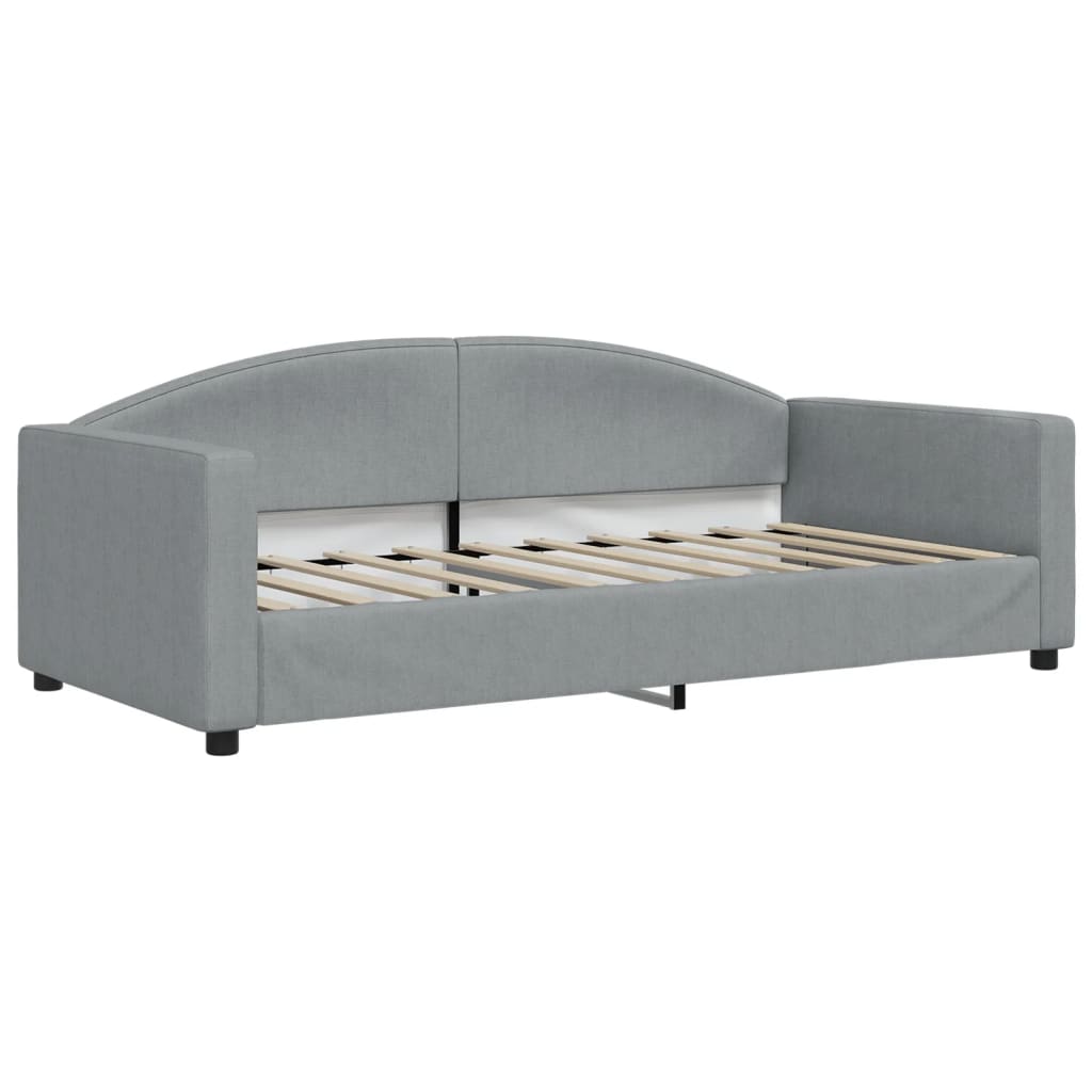 Daybed with Trundle and Mattresses Light Grey 90x190 cm Fabric