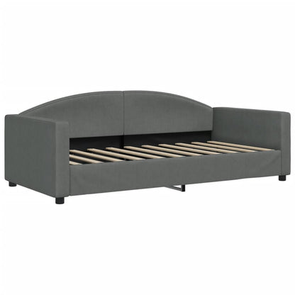 Daybed with Trundle and Mattresses Dark Grey 90x190 cm Fabric