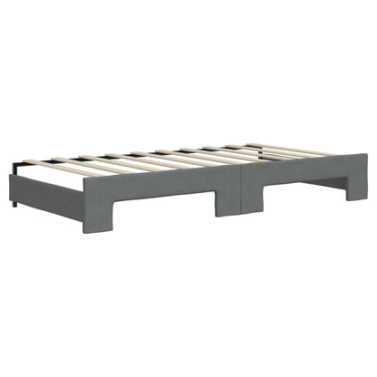 Daybed with Trundle and Mattresses Dark Grey 90x190 cm Fabric