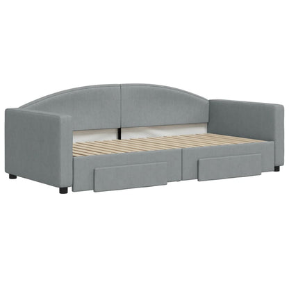 Daybed with Trundle&Drawers without Mattress Light Grey 90x190 cm Single