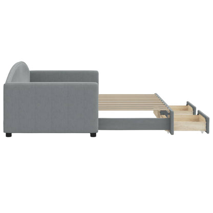 Daybed with Trundle&Drawers without Mattress Light Grey 90x190 cm Single