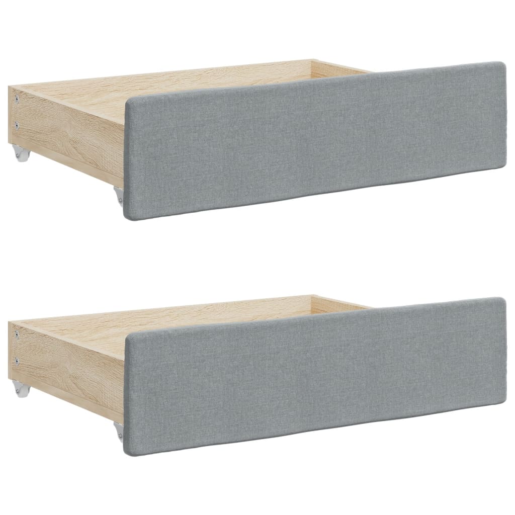 Daybed with Trundle&Drawers without Mattress Light Grey 90x190 cm Single