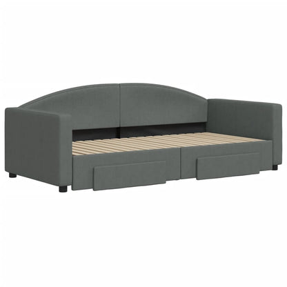 Daybed with Trundle&Drawers without Mattress Dark Grey 90x190 cm Single
