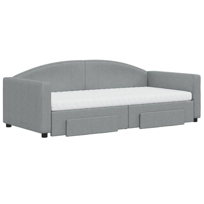 Daybed with Trundle and Drawers Light Grey 90x190 cm Fabric