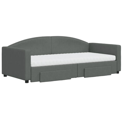 Daybed with Trundle and Drawers Dark Grey 90x190 cm Fabric