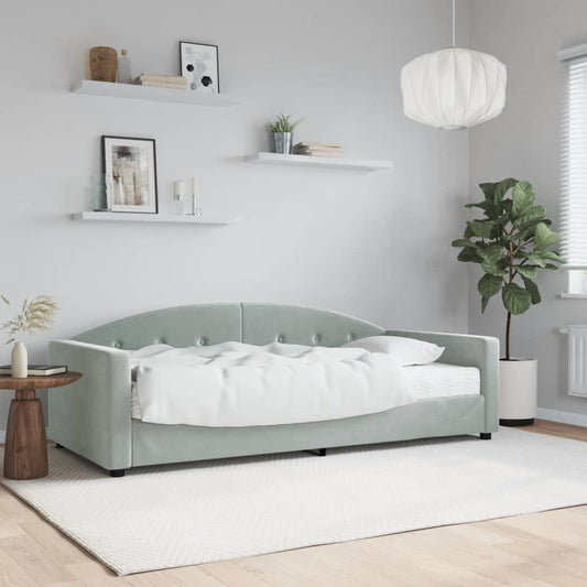 Daybed with Mattress Light Grey 90x190 cm Velvet