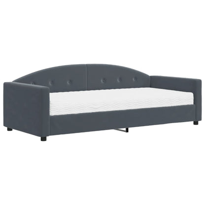 Daybed with Mattress Dark Grey 90x190 cm Velvet