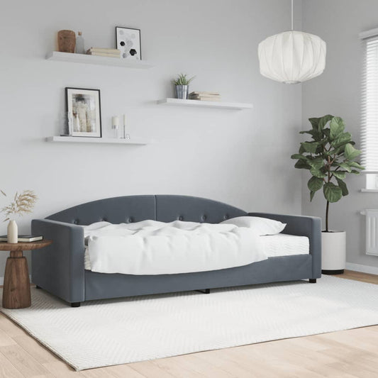 Daybed with Mattress Dark Grey 90x190 cm Velvet