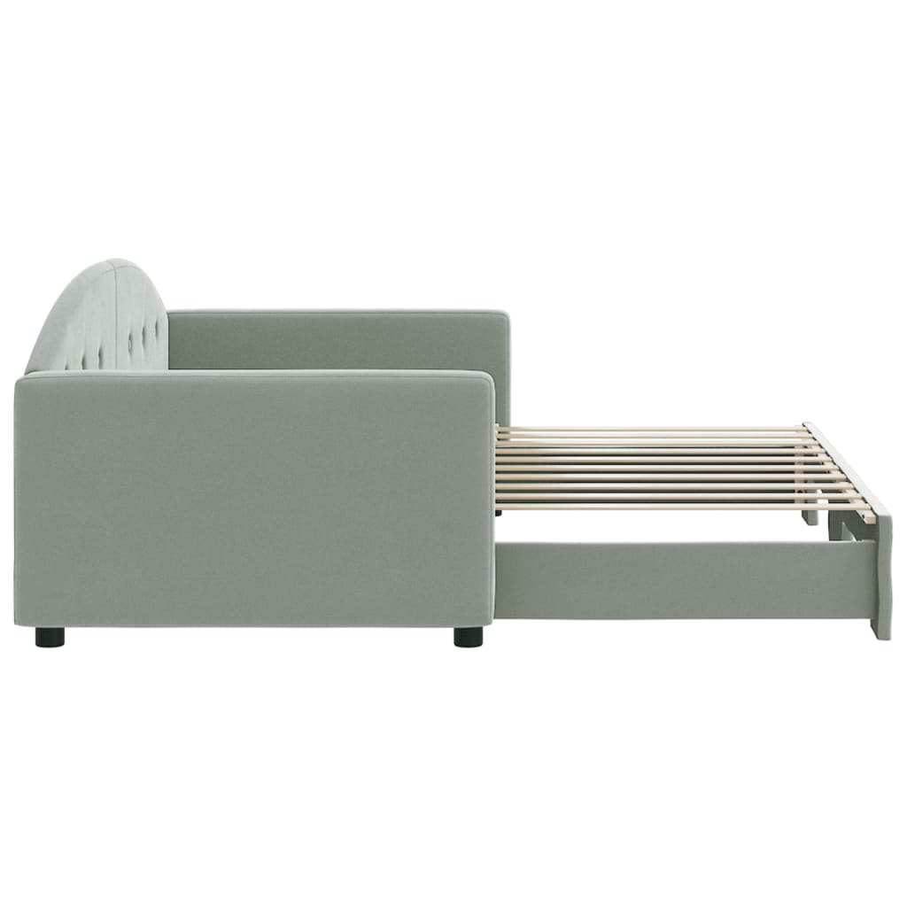 Daybed with Trundle without Mattress Light Grey 90x190 cm Single