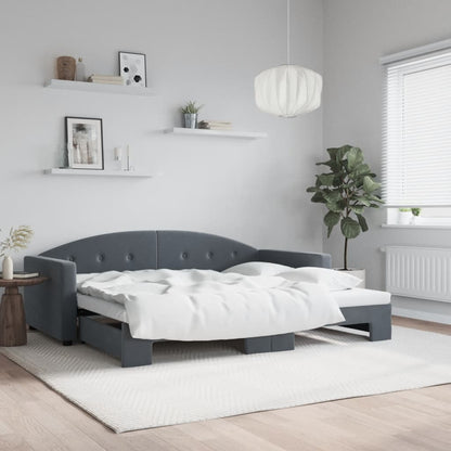 Daybed with Trundle without Mattress Dark Grey 90x190 cm Single
