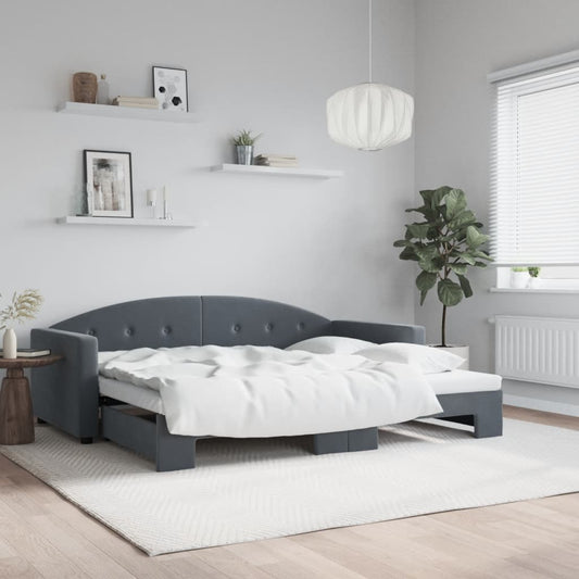 Daybed with Trundle without Mattress Dark Grey 90x190 cm Single