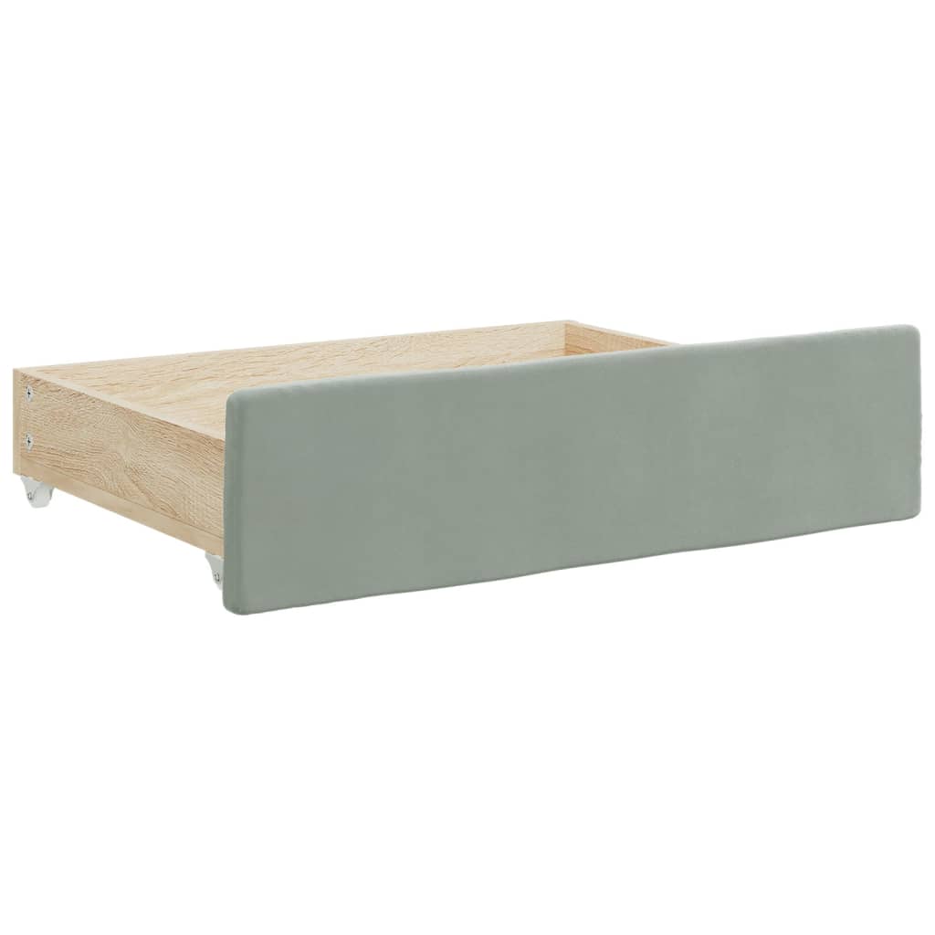 Daybed with Trundle&Drawers without Mattress Light Grey 90x190 cm Single