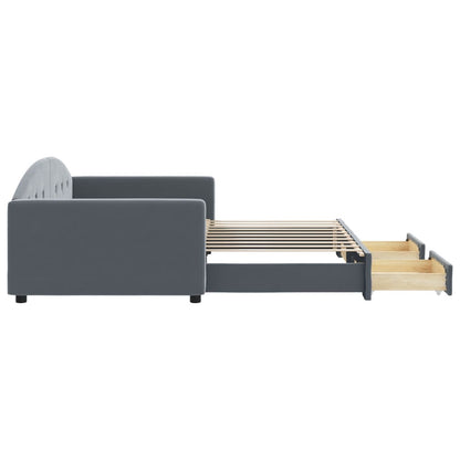Daybed with Trundle&Drawers without Mattress Dark Grey 90x190 cm Single