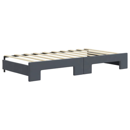 Daybed with Trundle&Drawers without Mattress Dark Grey 90x190 cm Single