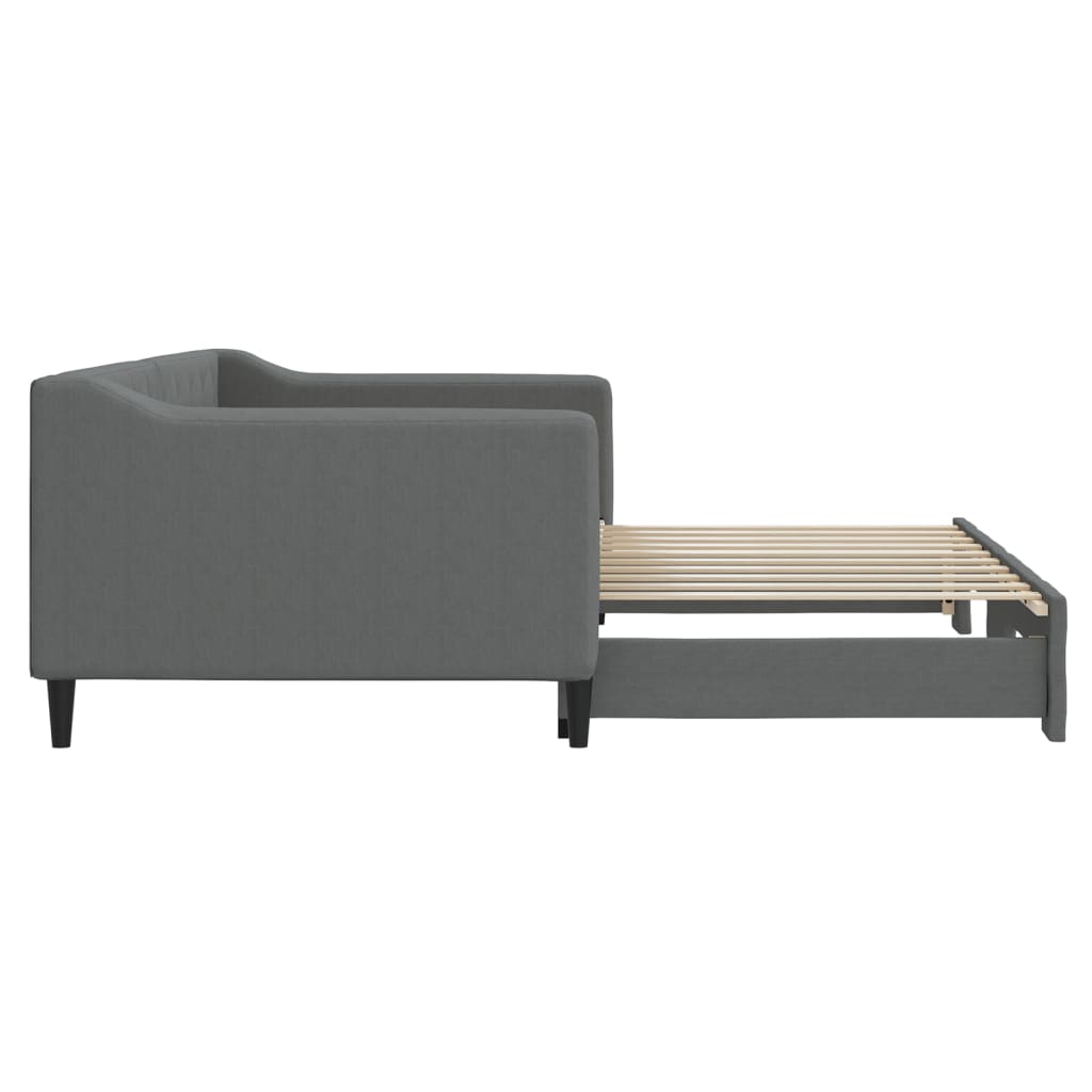 Daybed with Trundle without Mattress Dark Grey 90x190 cm Single
