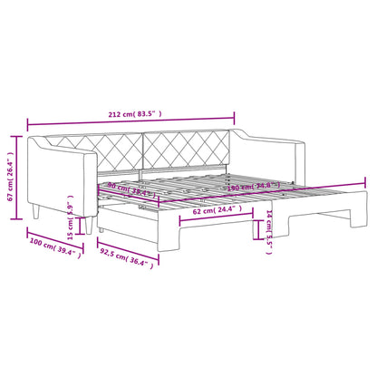 Daybed with Trundle without Mattress Dark Grey 90x190 cm Single