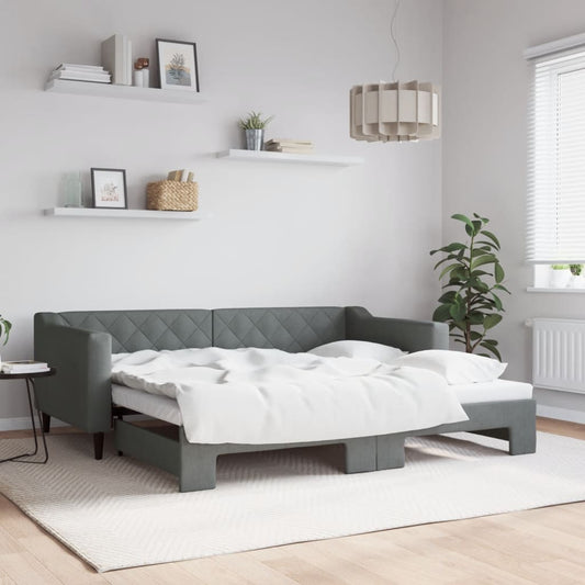 Daybed with Trundle without Mattress Dark Grey 90x190 cm