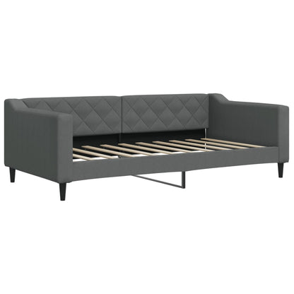 Daybed with Trundle and Mattresses Dark Grey 90x190 cm Fabric