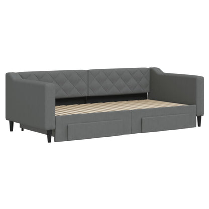 Daybed with Trundle&Drawers without Mattress Dark Grey 90x190 cm Single