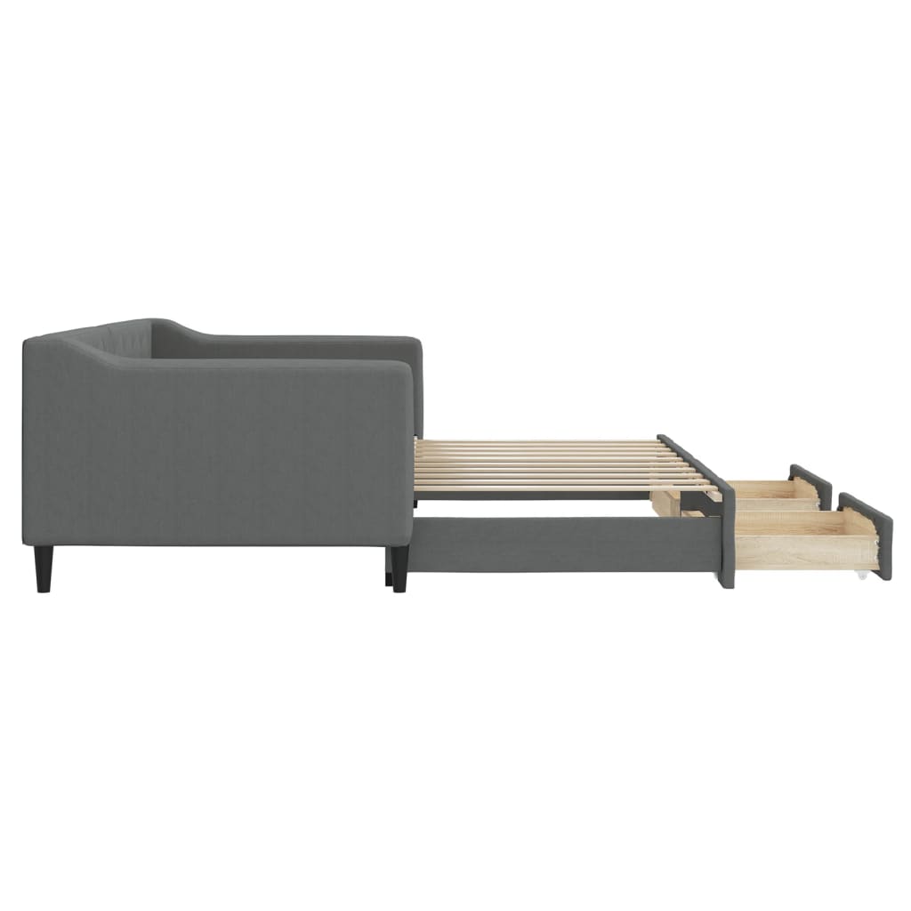Daybed with Trundle&Drawers without Mattress Dark Grey 90x190 cm Single