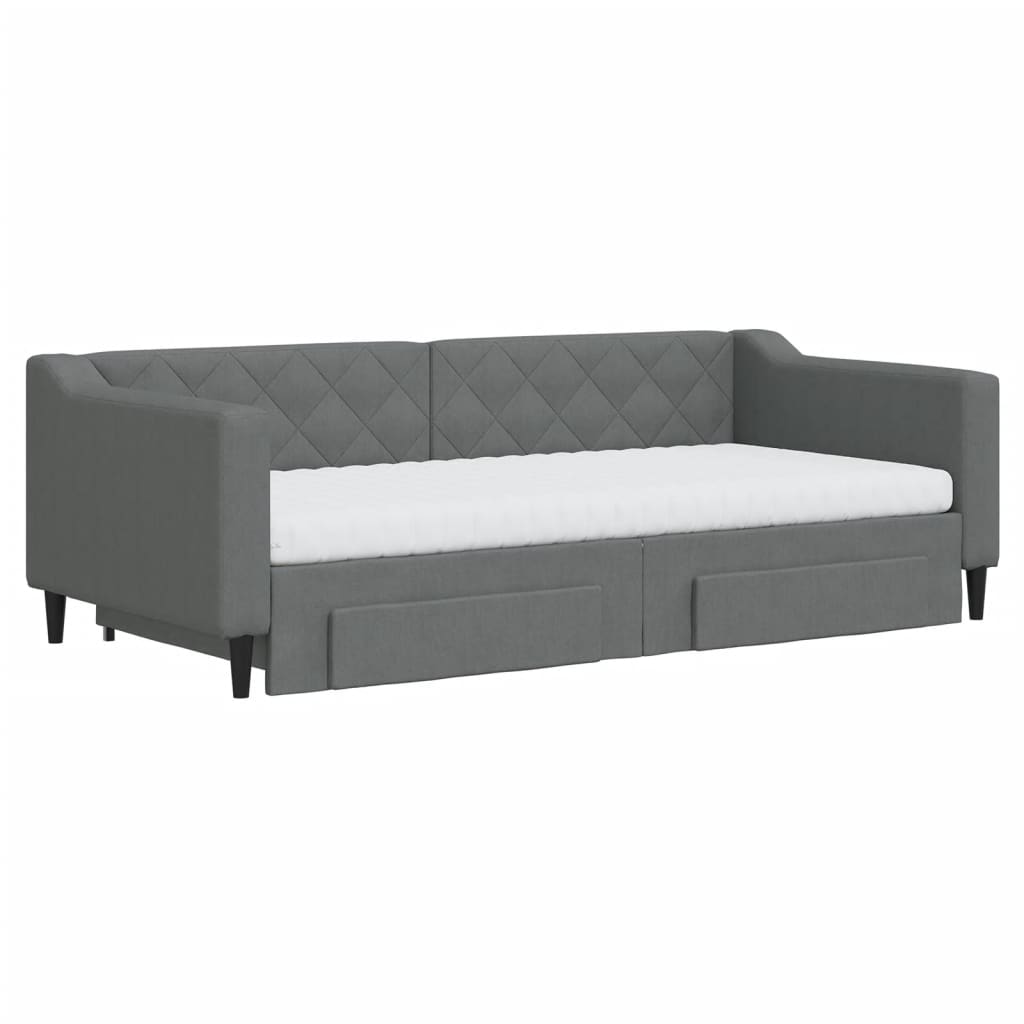 Daybed with Trundle and Drawers Dark Grey 90x190 cm Fabric