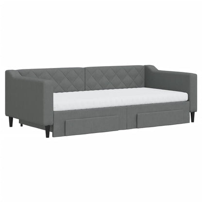 Daybed with Trundle and Drawers Dark Grey 90x190 cm Fabric