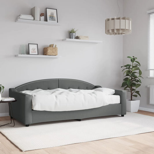 Daybed with Mattress Dark Grey 90x190 cm Fabric