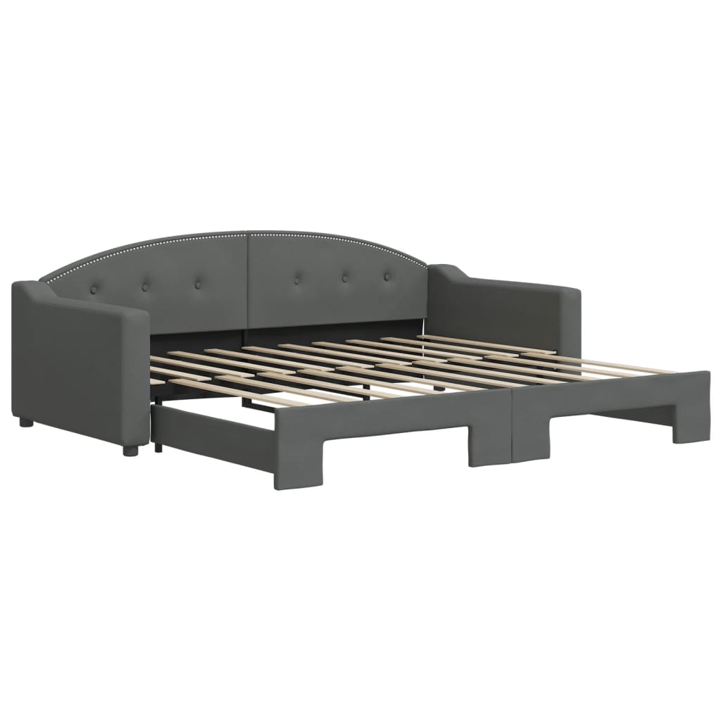 Daybed with Trundle without Mattress Dark Grey 90x190 cm Single