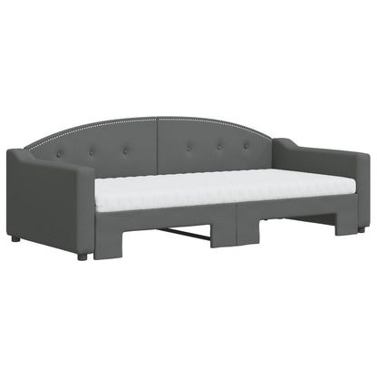 Daybed with Trundle and Mattresses Dark Grey 90x190 cm Fabric