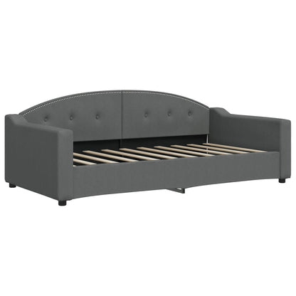 Daybed with Trundle and Mattresses Dark Grey 90x190 cm Fabric