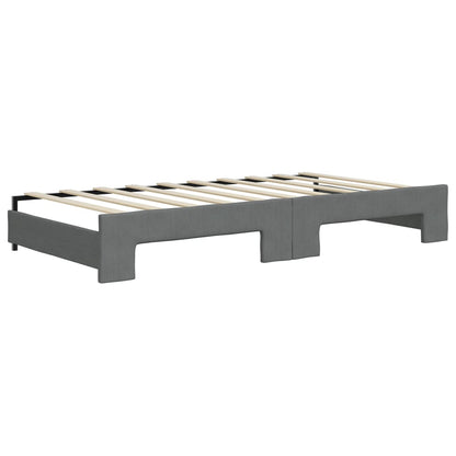 Daybed with Trundle and Mattresses Dark Grey 90x190 cm Fabric