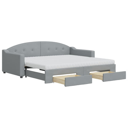 Daybed with Trundle and Drawers Dark Grey 90x190 cm Fabric