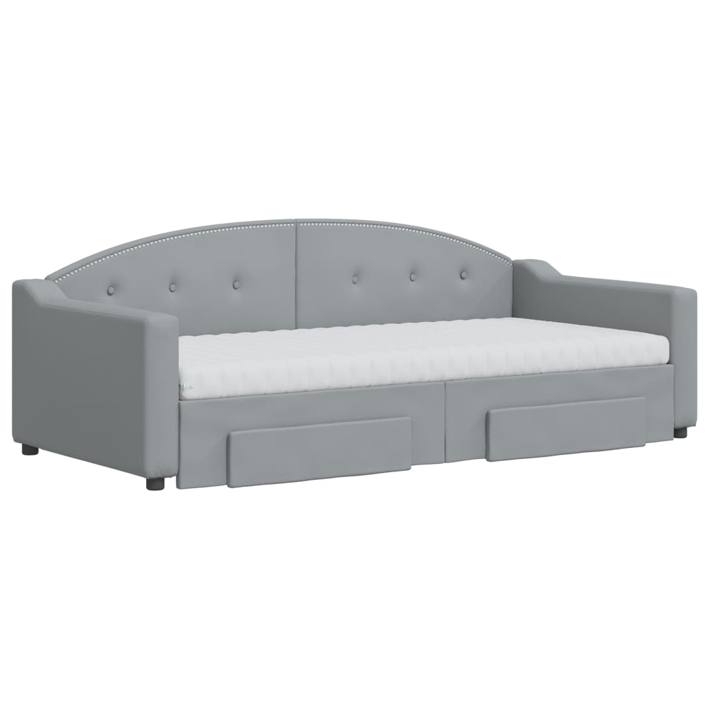 Daybed with Trundle and Drawers Dark Grey 90x190 cm Fabric