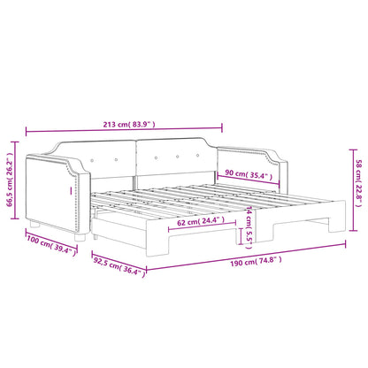 Daybed with Trundle without Mattress Light Grey 90x190 cm Single