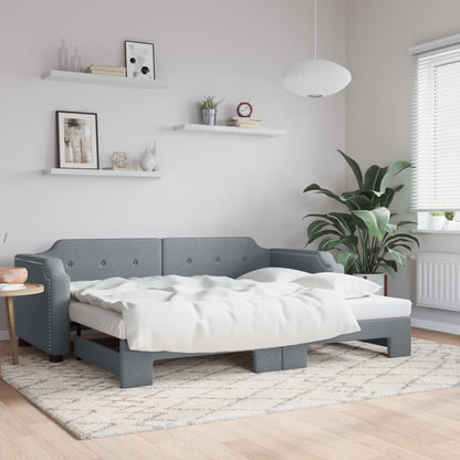 Daybed with Trundle without Mattress Light Grey 90x190 cm Single