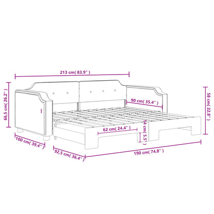 Daybed with Trundle without Mattress Dark Grey 90x190 cm Single