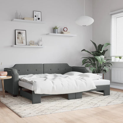 Daybed with Trundle without Mattress Dark Grey 90x190 cm Single