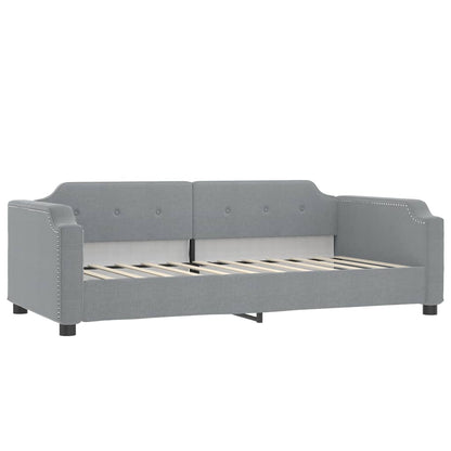 Daybed with Trundle and Mattresses Light Grey 90x190 cm Fabric