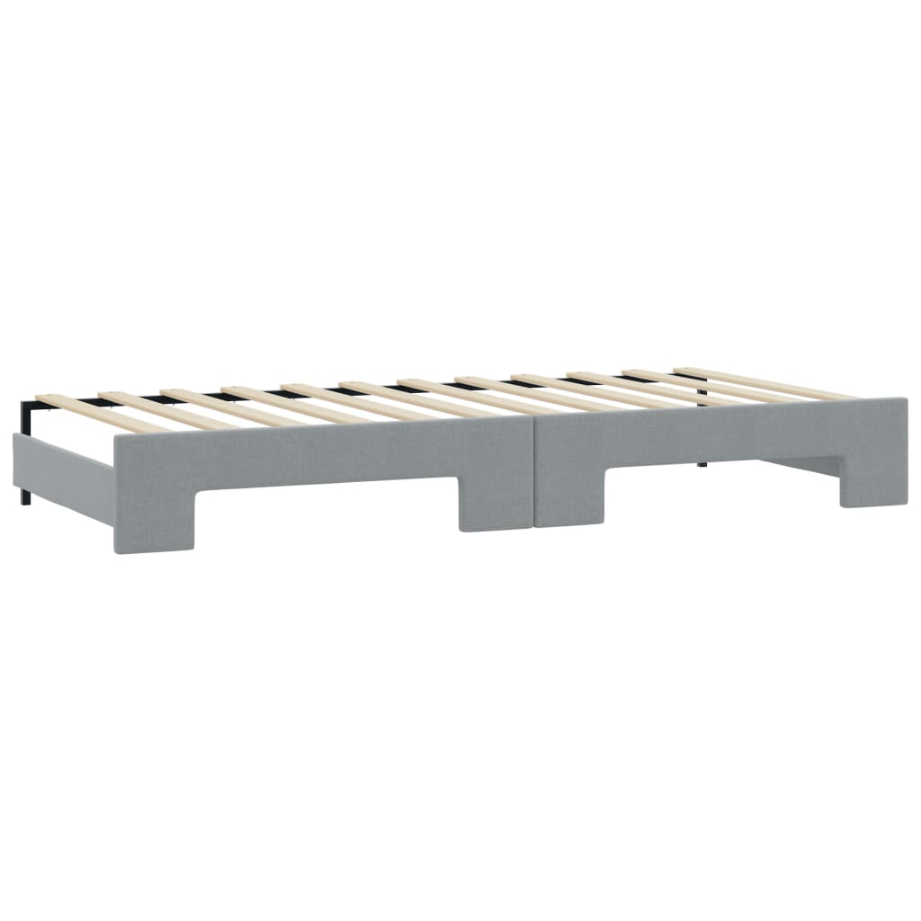 Daybed with Trundle and Mattresses Light Grey 90x190 cm Fabric
