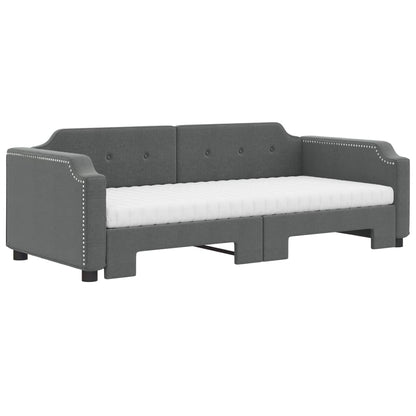 Daybed with Trundle and Mattresses Dark Grey 90x190 cm Fabric
