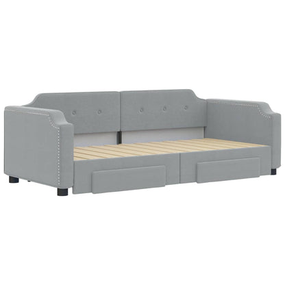Daybed with Trundle&Drawers without Mattress Light Grey 90x190 cm Single