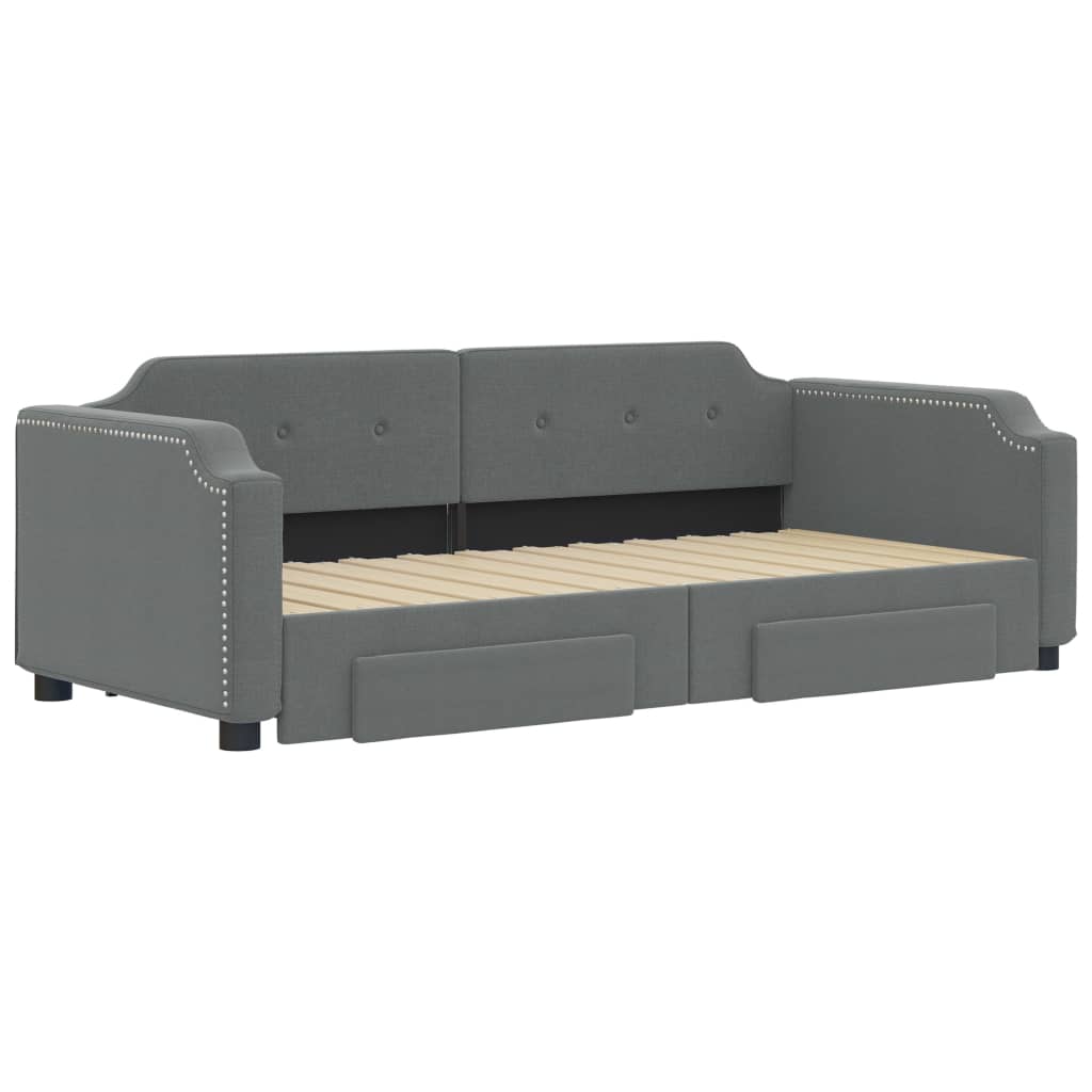 Daybed with Trundle&Drawers without Mattress Dark Grey 90x190 cm Single