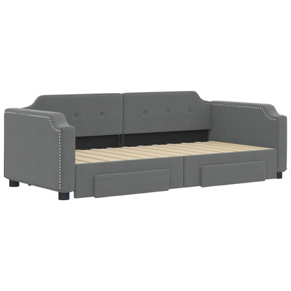 Daybed with Trundle&Drawers without Mattress Dark Grey 90x190 cm Single