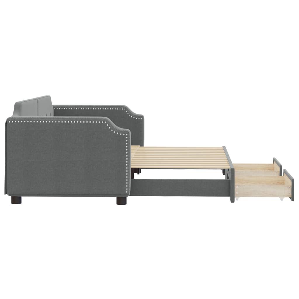 Daybed with Trundle&Drawers without Mattress Dark Grey 90x190 cm Single
