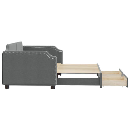 Daybed with Trundle&Drawers without Mattress Dark Grey 90x190 cm Single
