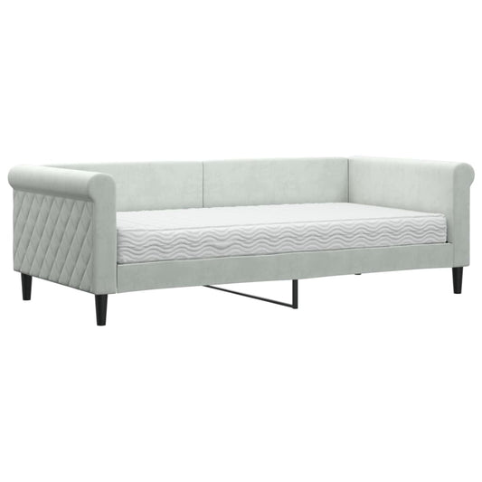 Daybed with Mattress Blue Light Grey 90x190 cm Velvet