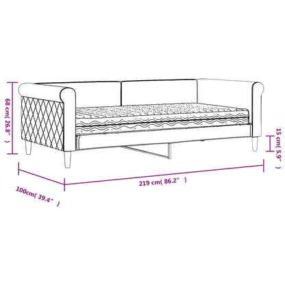 Daybed with Mattress Blue Light Grey 90x190 cm Velvet