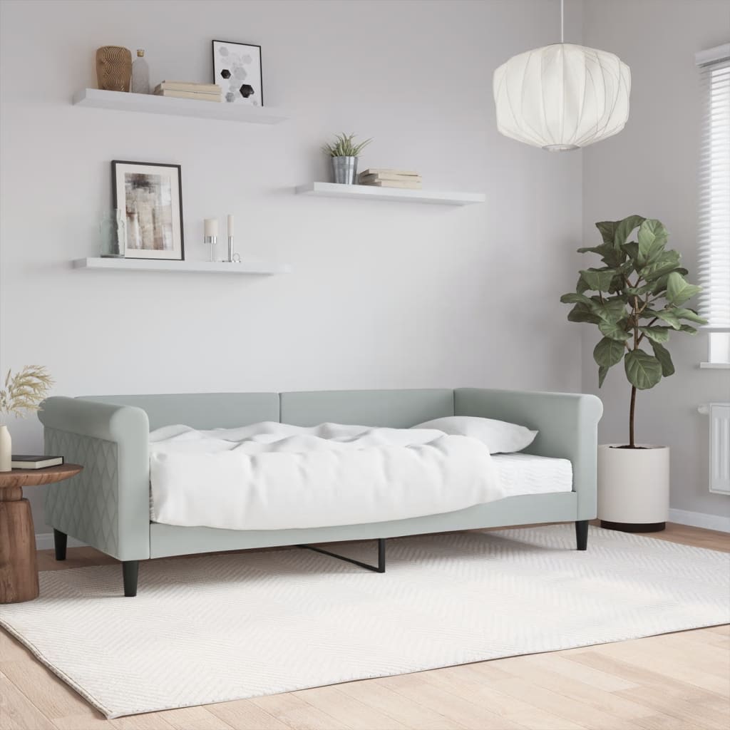 Daybed with Mattress Blue Light Grey 90x190 cm Velvet